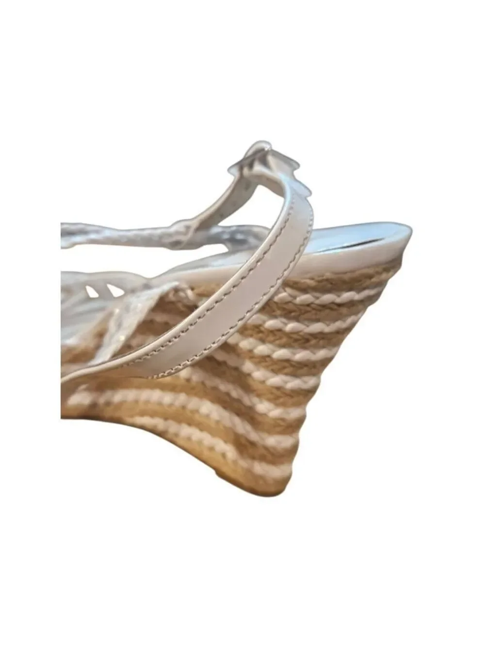 Michael Kors White & Beige Braided Espadrille Wedges Size 9.5